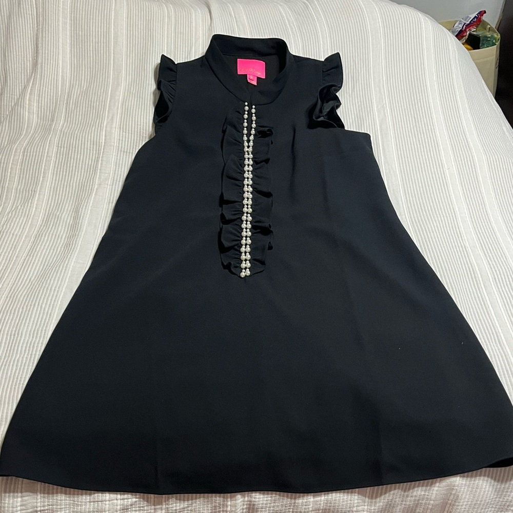 Lilly Pulitzer Black Top with Pearl Accents - Picture 2 of 8